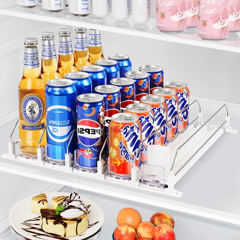 Sunoyar Drink Organizer for Fridge, Automatic Pusher Drink Dispenser for Refrigerator, Soda Can Organizer for Beer Beverage Holds up to 25-5Row (15.3" D x 16.54" W) - Image 1